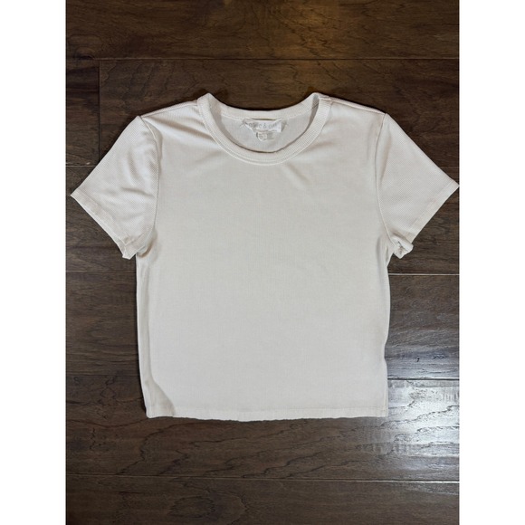 Olive & Oak Tops - Olive & Oak White Ribbed Short Sleeve Baby Tee Modal Blend Top Large ST01481
